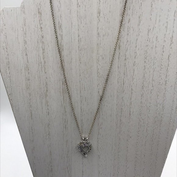 Diamond Chip Multicolored Gems Sterling Silver 925 Heart Pendant Necklace 18" - Picture 4 of 6